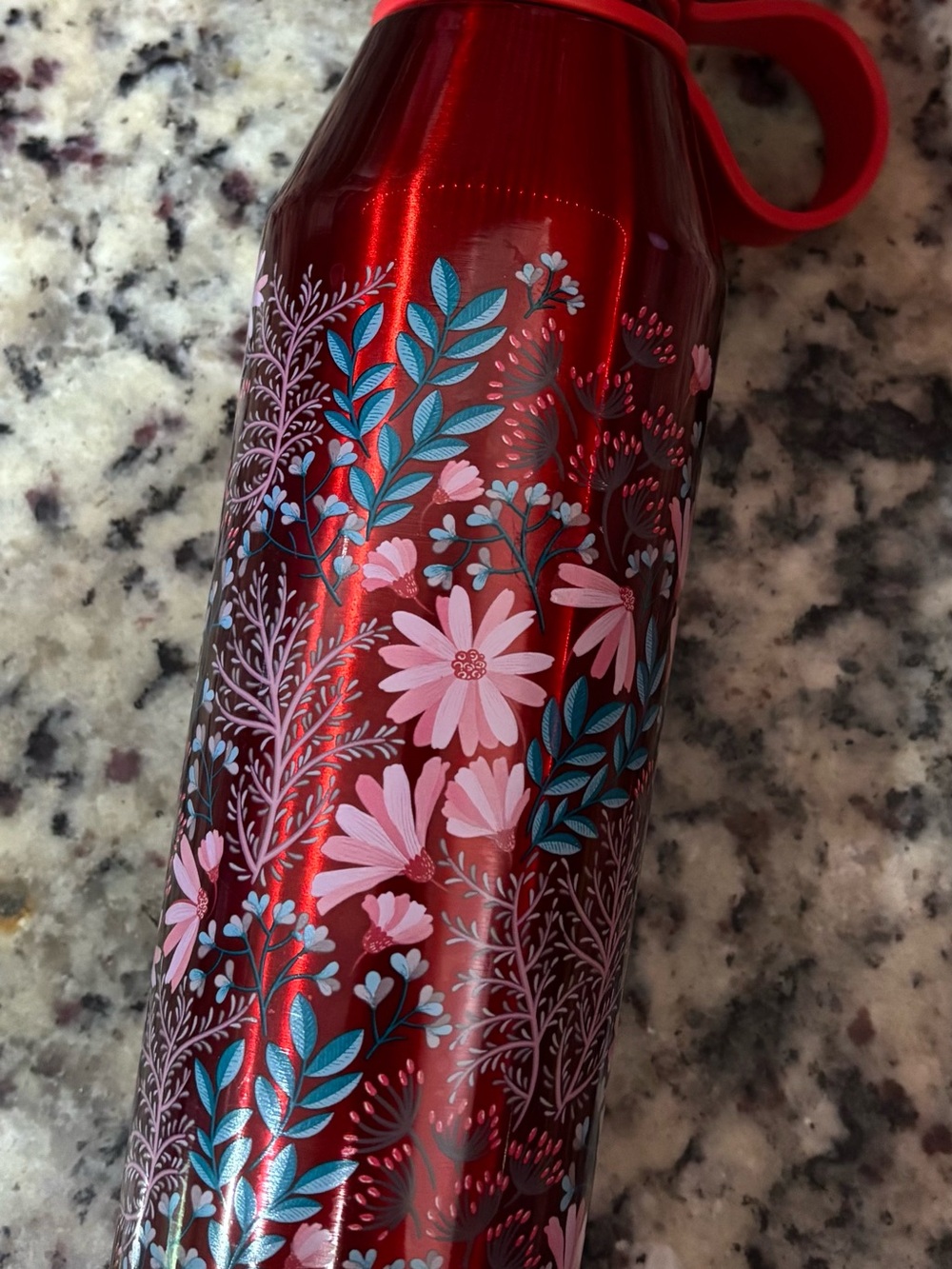 Red Floral Stainless Water Bottle - The Pioneer Woman